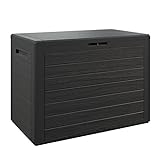 Casaria® Gartenbox 190L UV-beständig Griffmulden Verschlussvorrichtung Balkon Terrasse Wohnzimmer Wintergarten Kissenbox 78x44cm Holz-Optik Anthrazit