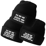 Geyoga 3er Set Beanie Strickmützen mit Spruch Ich Bin Das Jüngste, Das Mittlere, Das Älteste Kind Unisex Warme Wintermützen für Kinder Lustige Geschenk für Bruder Schwester Jungen Mädchen Weihnachten