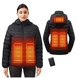 Beheizbare Jacke Damen, Winter Elektrische Herren Beheizte Jacke USB Lade Heizmantel Mit 5V 10000 mAh Akku, Warme Heizjacke für Outdoor Motorrad Wandern Skifahren Camping, XL