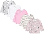 TupTam Baby Mädchen Langarm Wickelshirt Baumwolle 5er Set, Farbe: Mehrfarbig 7, Größe: 50