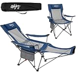 #WEJOY 2-in-1 Campingstuhl Faltbar, Strandstuhl mit Verstellbarer Rückenlehne & Fußstütze, Relaxsessel Liege mit Getränkehalter, Liegestuhl Angelstuhl für Outdoor Camping