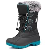 Mishansha Winterstiefel Mädchen Wasserdichte Schneestiefel Kinder Winterschuhe Jungen Schneeboots Rutschfest Winterboots Kinderstiefel Schwarz Blau,Gr.33