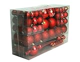 Geschenkestadl 101 Stück Christbaumschmuck Kugeln und Baumspitze 100 Metallhaken rot Ø 3 cm Ø 6 cm Ø 4 cm