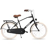 SJOEF City Kinderfahrrad 22 Zoll | Ab 7-9 Jahren | Kinder Fahrrad für Jungen/Jugend | EN4210 geprüft | V-Brake & Rücktrittbremse | Reflektoren & Schloss - Matt Schwarz