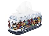BRISA VW Collection - Volkswagen Neopren Kosmetik-Servietten-Spender-Papier-Taschentuch-Tissue-Box fürs Bad im T1 Bulli Bus Design (Flower)