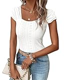 Imily Bela Damen Tank Top Flügelärmeln Camisole mit Eckigem Ausschnitt Sexy Oberteile Sommer Cami Tops (Weiß, S)