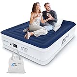 Active Era Luxus Luftbett 2 Personen, Luftmatratze selbstaufblasend mit eingebauter elektrischer Pumpe & integriertem Kissen, Aufblasbare Matratze für Camping & Gästebett - 203 x 152 x 56cm