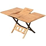 ASS ECHT Teak Holz Teaktisch Klapptisch Holztisch Gartentisch Garten Tisch in verschiedenen Größen zum Klappen von Größe:100-140x80cm