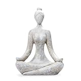 INtrenDU Yoga-Lady Gartenfigur 46cm – Wetterfeste Yoga Figur Frau Polyresin – Dekofigur Garten Terrasse Balkon Innen Außen
