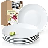 Moritz & Moritz BASIC Essteller Set 6 Personen modern - Ø 27 cm - Hochwertiges Porzellan Geschirr Set weiß - Flache Teller 6er Set perfekt als Essteller, Tafelgeschirr und Servierteller