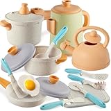 BUYGER Kinderküche Spielküche Zubehör, Töpfe und Pfannen Set mit Kinder Kochgeschirr Kochset, Matschküche Zubehör Outdoor, Rollenspiel Weihnachten Geschenk für Kinder Jungen Mädchen 3 4 5 Jahre