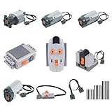 HOTUT Servo Motor Function, 25-teiliges Elektrisch Spielzeug Motor, Technology Power Functions Set, Batteriebox für Fernbedienung, Verlängerungskabel, Kompatibel mit Technik Zug
