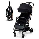 Kinderkraft APINO Buggy bis 22 kg, Liegebuggy, Kinderwagen, Leicht - 7,5kg, Automatisches zusammeklappen, Verstellbare Rückenlehne bis zur Liegeposition, ideal für Reisen, Schwarz