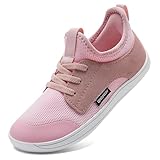 WateLves Kinder Barfußschuhe Breite Jungen Mädchen Kleinkind Barfussschuhe Minimalistische Barefoot Sneaker Hausschuhe Ohne Verschluss(Pink, 28EU)