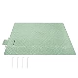 SONGMICS Picknickdecke, 300 x 200 cm, mit 4 Erdankern, groß, Campingdecke, für Park, Garten, Strand, wasserdicht, maschinenwaschbar, faltbar, mintgrün mit tropischem Farn GCM310C03