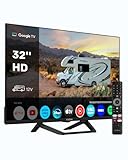 STRONG SRT32HG4723C 32'' HD TV - DVB-S2/C/T2, 12V Ideal für Wohnmobile, Küche, Schlafzimmer, Boot, 2 HDMI Anschlüsse + 1 USB-Anschluss + Mini-AV + Antennen/Satellitenanschluss - Schwarz