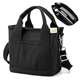 Aucuu Canvas Handtasche Damen - Umhängetasche & Tote Bag mit Reißverschluss für Alltag, Schule, Einkaufen, Arbeit, Reisen
