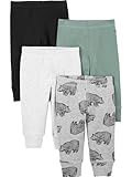 Simple Joys by Carter's Unisex-Baby 4-Pack Neutral Pant Hose, Fichtengrün/Grau Bär/Schwarz/Weiß, Frühchen (4er Pack)