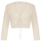 GRACE KARIN Damen Cropped Cardigan Kurz Shrug Bolero für Kleider Tops Bolero 3/4 Ärmel Leichter Open Front Strickjacke S Elfenbeinweiß CL1887S23-05