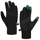 anqier Fahrradhandschuhe Herren Damen Winter Thermo-Handschuhe Touchscreen Handschuhe Anti-Rutsch Winddicht Handschuhe für Autofahren Radfahren Skifahren Arbeiten Outdoor Schwarz
