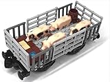 City Farm Eisenbahnwagen Bausteine Bausatz, Tierzugwagen Modell Bausatz, Technik City Güterzug Bausatz, Frachtcontainer Güterzug Personenzug Modell Bausteine, Kompatibel mit Großen Marken
