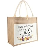 Ysound Geschenk für 60. Geburtstag Frauen Jutetasche - Nicht jede Frau sieht mit 60 noch so gut aus - Jute Einkaufstasche Damen - Jute Shopper Bag Geschenk für Frauen Mama Oma zum 60. Geburtstag
