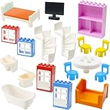 Mirthben Ergänzungsset für Duplo Steine 18-teiliges Kreativ-Set mit Türen, Fenstern, Möbeln & Zubehör Kompatibel mit Allen großen Bausteinen Ab 3 Jahren