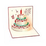 Ciieeo Hochzeitskarten Gruß Hochzeitstag Karte Basteln Geburtstagskarte Up-Karte Nachrichtenkarte Bd-Geschenk Geburtstagstorte Grußkarte Papier Rot 3D-Happy-Birthday-Karten