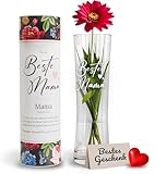 Hechttag Blumen Vase Glas mit Gravur Beste Mama - Geschenke für Mama Weihnachten Geschenk zum Geburtstag,Geschenkideen Mutter - passend für Tulpen, Blumenstrauß - 500 ML Qualität Made in Europe