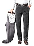 ziilay Cordhose Herren Winter Gefüttert mit Super-Soft Fleece Futter Stretch Kord Anzughose Kordhose Schneehose 8209hDGY34W30L