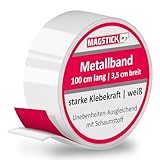 Metallband 100 x 3,5 cm selbstklebend mit Schaumstoff I Stahlblech als Haftgrund für Magnete, Tonies I Magnet-Wandleiste zuschneidbar I weiß glänzend I starke Klebekraft I mag063