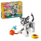 LEGO Creator 3in1 Graue Katze - Tierfigur umbaubar in eine Taube oder einen Hund – Spielzeug mit Minifiguren zum Bauen - Kreatives Geburtstagsgeschenk für Mädchen und Jungen ab 8 Jahren – 31163