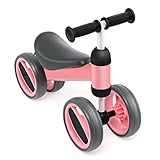 SOARS Kinder Laufrad ab 1 Jahr, Lauflernrad mit 4 Rädern bis 20 kg belastbar, Lauflernhilfe mit ergonomischem Griff, Erstes Fahrrad für Jungen & Mädchen als Geschenke (Rosa)