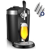 FOHERE Bier-zapfanlage mit Kühlung auf 2°C-12°C, Bierzapfanlage Kompatibel mit allen 5L Universal-Bierfässern mit od. ohne Druck, Bierkühler für Zuhause, LED-Display, Schwarz, 37dB, Edelstahl