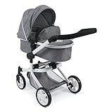 Bayer Chic 2000 - Puppenwagen Mika, 2in1 Kombipuppenwagen für Kinder von 4 bis 8 Jahren, Jeans grau, 73 x 41 x 82 cm