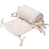 Baby Bettumrandung, Babybett Umrandungen, Kinderbetten Kantenschutz Baby Babybett, Atmungsaktive Polsterung, Kopfschutz Babybett Umrandungen, Rausfallschutz für Babybett Gitterstäbe,Rosaeige,190*30CM