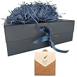 Blau Geschenkbox, Geschenkkarton mit Magnetisch Deckel und Schleife für Hochzeiten, Weihnachten, Geburtstage, Jubiläen Geschenkverpackung Box