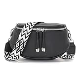 JSDOST Bauchtasche Damen klein Crossbody Bag Umhängetasche Damen Handtasche Veganes Leder Tasche Schwarz