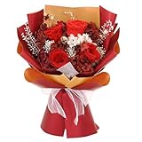 Zanfqvo Blumenstrauß Versenden - Ewige Rose Muttertagsgeschenke für Mama - Konservierte Blumenstrauß für Geburtstagsgeschenk, Valentinstag, Muttertag, Weihnachten, Hochzeitstag (Rot)