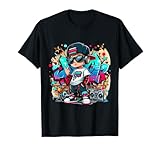 Cool Hip Hop Guy with Graffiti Illustration Graphic Style T-Shirt