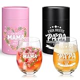 FHzytg Geschenke für Mama Papa Weinglas Set für Eltern, (535ml) Beste Geschenk Whisky Weinglas für Vatertag Muttertag Geburtstag, Beste Mama Papa Der Welt