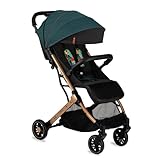 MoMi ESTELLE Kinderwagen ab 6. Monat (bis 15 kg), klappbarer Buggy mit 5-Punkt-Sicherheitsgurt, Einkaufskorb und Liegefunktion, Teleskop-Stange zum Ziehen, steht nach dem Zusammenklappen
