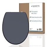 SCHÜTTE WC-Sitz ANTHRAZIT mit Absenkautomatik und Schnellverschluss aus Duroplast, abnehmbarer Toilettendeckel mit 175kg Belastbarkeit, Toilettensitz mit Brille, Klodeckel für WC, Klobrille Grau