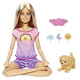 Barbie Self-Care Series, Rise and Relax, 1x Puppe mit blonden Haaren, 6 Meditationsmethoden, Tag- und Nachtmodus, Hund, Zubehör, Geschenk für Kinder, Spielzeug ab 3 Jahre,HHX64