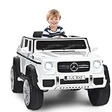 COSTWAY 12V Mercedes-Benz Maybach Kinderauto mit 2,4G-Fernbedienung, Elektroauto mit MP3, Musik, Hupe und LED-Leuchten, Jeep Auto 2,5-5,5km/h, Kinderfahrzeug für Kinder von 3-8 Jahren (Weiß)