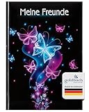 goldbuch 43577 Freundebuch Schmetterling, Freundschaftsbuch DIN A5 mit 88 illustrierte Seiten, für Kita, Hort und Grundschule, für Beste Freunde in der SchulzeitKunstdruck, Schwarz / Pink / Blau