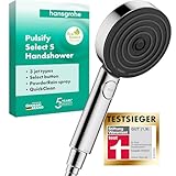 hansgrohe Pulsify Select S- wassersparender Duschkopf 6,9 l/min (EcoSmart), Handbrause mit 3 Strahlarten (Relaxation Version), Duschbrause (105mm), Sparduschkopf mit Antikalk-Funktion, Chrom, 24111000