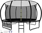 Devoko Trampolin Outdoor Ø 228/305/366/427 cm, vom TÜV Rheinland GS-Zertifikat, Kindertrampolin Gartentrampolin mit Sicherheitsnetz, Rundes Riesentrampolin mit Leiter und Schuhbeutel