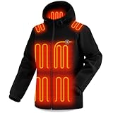 OCQOCQ Beheizbare Jacke Herren mit 7.4V Akku, Weicher Fleece Beheizte Jacke mit Kapuze, 15 Heizzonen Elektrische Wärmejacke für Winter