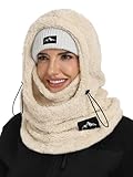 YYIDATON Plüsch Sturmhaube Mütze Winter Thermo Skimaske Fleece Thermale Windbeständig Gesichtshaube Outdoor Mütze Schal Balaclava für Herren Damen (Beige)